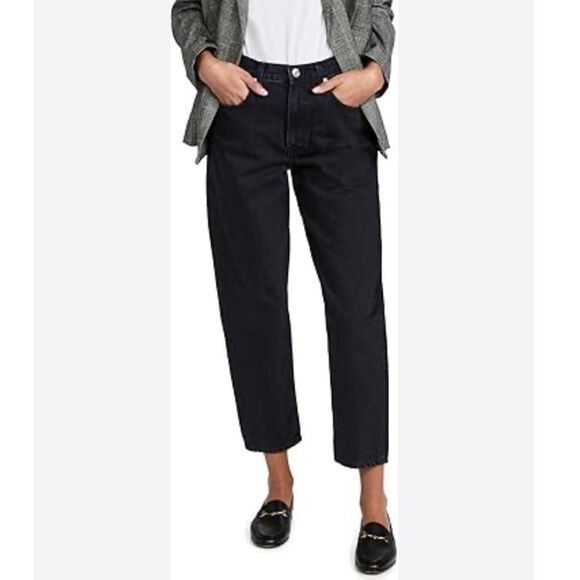 NWT Edwin Anthropologie Anderson Ankle Black Straight Leg Denim High Waist Jeans - Picture 2 of 8